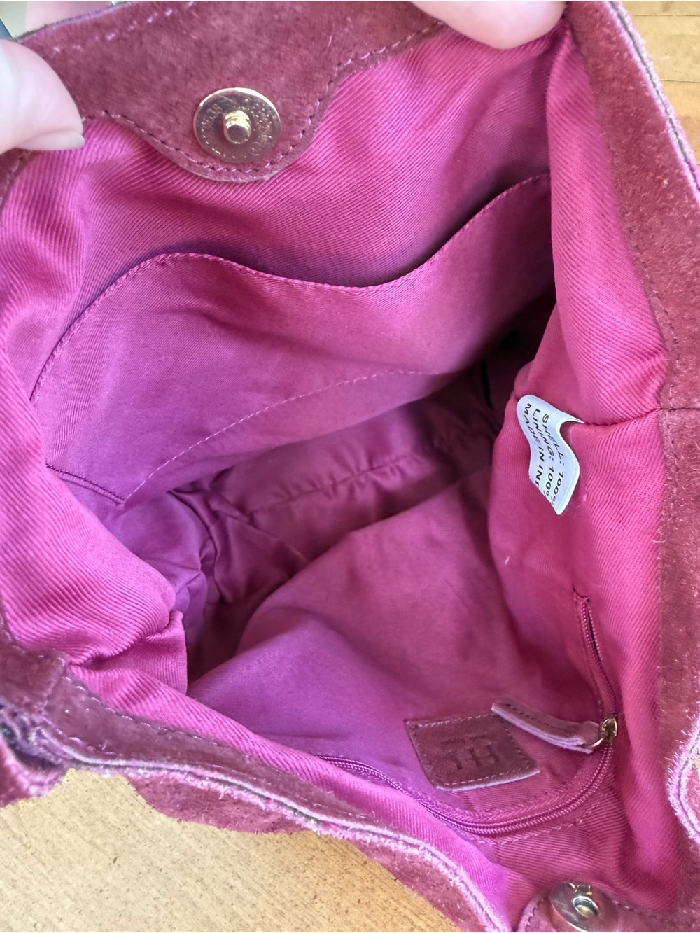 Suede Fringe Shoulder Bag in Deep Pink - Picture 7 of 7